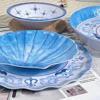 Assiettes en porcelaine écologiques personnalisées, style Océan Bleu, motif uni, vaisselle personnalisable pour cadeaux d'affaires et fêtes