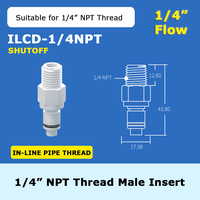 ZDVseal Valved Quick Connect Fitting 1/4 NPT Thread POM Body EPDM Seal for Aquarium Fish Tank Water System