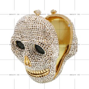 Sac à main de soirée pour femme, Halloween, crâne 3D, classique, mode, strass, avec cristal scintillant, métal, pour les cocktails - Product Image 6