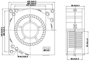 12V 24V 120X120X32Mm Kipas Blower Sentrifugal DC Aliran Udara Tinggi 1232
