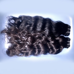 Extensions de cheveux humains Remy bouclés 100% vierges indiens, couleur naturelle 1b, modèle 31, double trame machine, 100g, emballage Inde - Product Image 1
