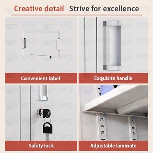 Archivadores de Oficina de Acero de 4 Niveles, Muebles de Oficina para el Hogar, Armario de Acero y Vidrio, Armario de Almacenamiento de Metal Alto con 2 Cajones - Product Image 6