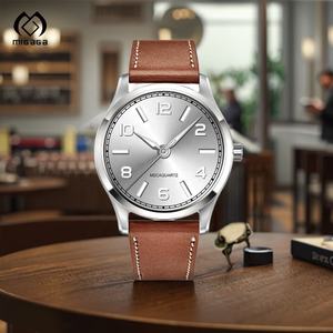 맞춤형 손목 시계 디자인 남성용 정품 가죽 야광 자동 시계 - Product Image 2