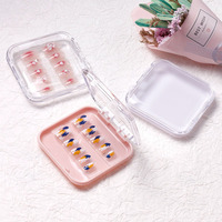 Boîte de rangement professionnelle carrée double face transparente en plastique pour faux ongles à presser – Vente en gros