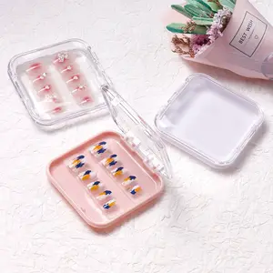 Runde Ecke Transparente Acryl nagels pitzen Aufbewahrung sbox Flip Nail Packing Case Drücken Sie auf die Nagel Aufbewahrung sbox