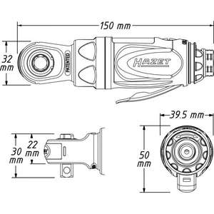 HAZET - 9021P-2 <b>Mini</b> air <b>ratchet</b> 3/8'' - EAN 4000896184545 AIR <b>RATCHETS</b> - Product Image 2
