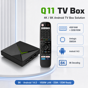 Q11 TV-Box Amlogic S905X4 <span class=keywords><strong>Android</strong></span> 14 4GB 32GB 8K 1000M LAN Dual WLAN 8822CS BT 4.2 Sprachfernbedienung OEM ODM 1 Stück MOQ Individuelles Logo DIY - Product Image 1