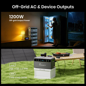 Station d'alimentation portable Fossibot FBP1200 à économie d'énergie, haute efficacité, compatible réseau et hors réseau, LiFePO4 1958Wh jusqu'à 9790Wh, pour maison, AC+solaire - Product Image 3