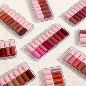 Private Label Vegan Mineral Liquid Matte Glossy <b>Mini</b> Glitter Shine Lip Gloss <b>Lipstick</b> Set Nude - Product Image 4