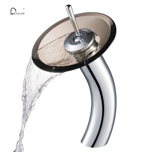 Personalizable cascada <span class=keywords><strong>Cuenca</strong></span> del grifo del baño con vidrio transparente <span class=keywords><strong>disco</strong></span> en cromo - Product Image 6