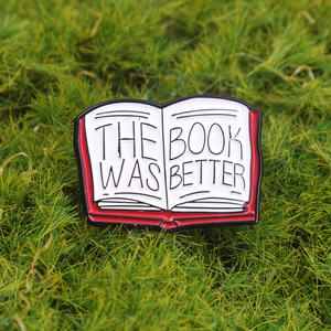 Broche tributo de lectura clásico: "El libro era <span class=keywords><strong>mejor</strong></span>" con diseño de página abierta, rojo-blanco contraste, conocimiento de estilo INS de moda - Product Image 3