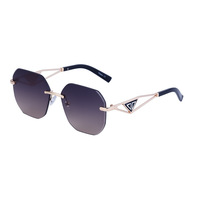 Gafas de Sol Unisex con Montura de Diamantes Sin Marco, Protección UV400, Diseño de Lujo para Hombre, Moda 2023, Marca de Lujo para Mujer, Metal Plateado