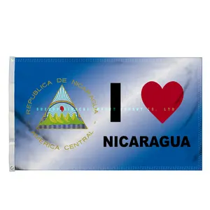尼加拉瓜横幅100% 聚酯3x5ft英尺数码印刷旗帜