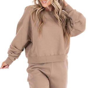 Ensemble de vêtements de sport personnalisé de haute qualité Streetwear deux pièces pour femmes pull-over surdimensionné à capuche - Product Image 5