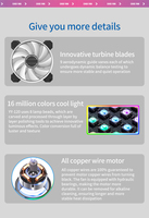 AFLION Factory OEM 120mm RGB Ventilateur ATX Air de refroidissement ARGB Gaming CPU Cooler Dissipateur thermique en plastique coloré pour boîtier de PC