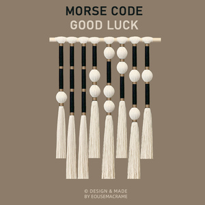Eouse Nouveau design Macramé MossCode Tentures Murales Multiples Signification, Or Noir Morsecode Boho Tenture Murale Décorations - Product Image 1