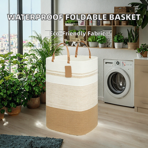 Panier à linge pliable portable en coton et lin, organisateur de vêtements sales, moderne, écologique, imperméable, avec logo personnalisé - Product Image 2