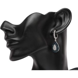 Ornaatis – boucles d'oreilles en forme de goutte d'eau, 2,85 carats, diamants blancs et bleus à taille ronde, en argent sterling 925, bijoux de mariage pour femmes - Product Image 3