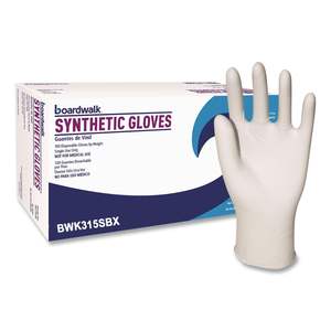 Gants jetables en vinyle synthétique sans poudre Boardwalk BWK315SCT, couleur crème, 4 mil, paquet de 1000 - Product Image 5