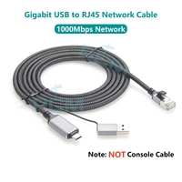Cable Ethernet USB a RJ45 2 en 1 para ordenador portátil, 1000Mbps USB3.0 USB3.1 a RJ45 Gigabit Network LAN Cable Convertidor de 2 en 1