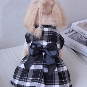 Plaid Pet Dress <b>Red</b> Black Polyester Double Layer <b>Bow</b> Dog Cat Clothing Four Seasons Skirt - Product Image 2
