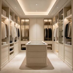 Meubles de chambre à coucher de style européen intégrés avec <span class=keywords><strong>dressing</strong></span> et îlot de bureau élégant à cannelures - Product Image 2