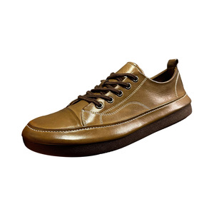 QHCCID Men's Horse Leather Lace-up Casual <b>Shoes</b> Mid-Heel Rubber Sole <b>Height</b> <b>Increasing</b> Comfortable Daily Wear - Product Image 5
