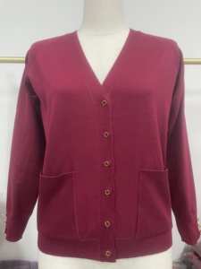 Bottone Speciale per Parte Anteriore e Maniche e Cardigan con Tasche, Classico Scollo a V con Tasche, Oltre 350 Opzioni di Colore, Maglione Semplice da <span class=keywords><strong>Donna</strong></span> - Product Image 1