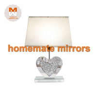 Décoration de diamant sublimé en forme de coeur chambre à coucher miroir lampe de table produits ménagers lampe de table