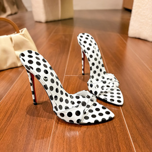 <b>Ladies</b> <b>Summer</b> High Heel Sandals New Design Mule Shoes with Straps Pumps 12cm Thin Heel <b>Slippers</b> for Women Slip-On Closure - Product Image 4