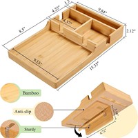 Table d'appoint moderne en bambou éco-responsable avec compartiments divisés pour les soirées cinéma, plateau de service pour collations gourmandes