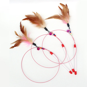 Sypet <b>Cat</b> Teaser Feather Bell Long Handle <b>Interactive</b> <b>Toy</b> Durable Boredom Buster For <b>Cats</b> - Product Image 1