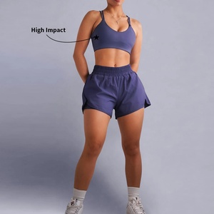 Custom Sample Quick Dry Fitness Sports Bra 2 Pieces Workout Clothing High Waisted Gym Shorts Yoga Sets - Product Image 2