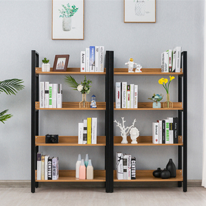 Bibliothèque japonaise rustique, 5 <span class=keywords><strong>étagère</strong></span>s de rangement sur pied, accessoire industriel aspect métallique - Product Image 4