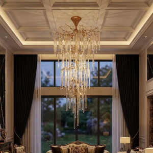 Lustre suspendu de luxe pour hôtel, salon, villa, moderne, en cristal et laiton, décoration de hall, luminaire suspendu LED - Product Image 1