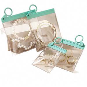 Custom Logo Reusable Zip Lock <b>Recyclable</b> Jewelry Packaging PVC Frosted Plastic Earring Necklace Glasses <b>Bag</b> Black - Product Image 1