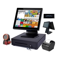 Sistema POS Todo en Uno de 15.6 Pulgadas, Terminal de Facturación con Pantalla Táctil de 10 Puntos, Caja Registradora con Sistema Operativo Android/Windows, NFC, Wi-Fi 6, 8GB