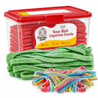 CandyQueen Bulk Sour Belt Chewy Gummy Candy Sweets Liquorice Candy Strip Halal with Fruit Flavored Wholesale OEM/ODM