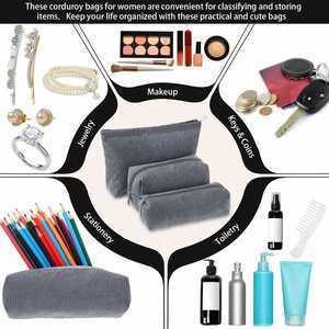 Juego de Bolsas de Maquillaje Personalizadas de Pana, 3 Bolsas de Cosméticos y Artículos de Aseo para Viaje, Organizador para Bolso o Cartera - Product Image 4