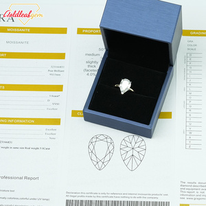 Anillos Personalizados de Oro Blanco, Amarillo o Rodio de 10k, 14k o 18k con Moissanita Corte Pera de 1ct-4ct para Compromiso, Boda y Fiesta - Product Image 3