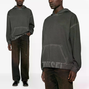 KingSen <b>Men's</b> 100% Cotton Winter Hoodie Acid Washed Printed Logo Lined Hooded <b>Pullover</b> Streetwear Boxy Fit 300g - Product Image 2