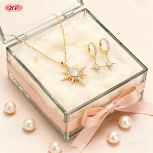 Hengdian <strong>Jewelry</strong> 18K Gold Plated Sunburst Iridescent Zircon Fashion <strong>Jewelry</strong> <strong>Sets</strong> Wholesale Women's Evening/Dating/Party Looks - Product Image 5