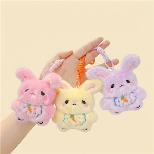 Porte-clés en peluche lapin carotte mignon de 10 cm, breloque de sac en forme de lapin en peluche, <span class=keywords><strong>jouet</strong></span> doux, cadeau pour enfants, vente en gros - Product Image 1