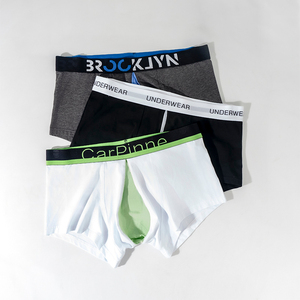 Nuevo diseño de ropa interior para hombre, calzoncillos de pierna corta, logotipo personalizado, transpirable, 95 algodón, doble bolsa, frente abierto, calzoncillos bóxer para hombre - Product Image 1