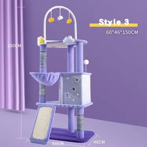 Torre Tiragraffi per Gatti in Legno, Grande e Moderna, con Castello in Sisal Viola Fantasia, Stile Fantasyland, per Arrampicata e Arredamento Appartamento - Product Image 5