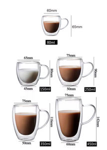 Logotipo personalizado 80ml 150ml 250ml 350ml 450mL taza de vidrio de capuchino de doble pared - Product Image 4
