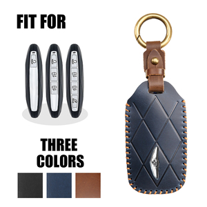 Housse de clé en cuir véritable pour Genesis Gv60 Gv70 Gv80 Gv90, étui de protection complet de style rétro avec anneau métallique, 5-8 boutons - Product Image 1