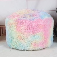 Housses de poche non rembourrées, en fausse fourrure, arc-en-ciel, tabouret de pied rond, chaise de siège personnalisée