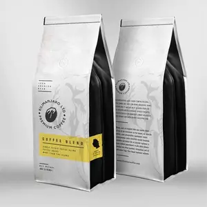 Sac de café à impression personnalisée 12oz 340g Sacs de café vides Sac de café à fond plat à gousset latéral refermable avec valve