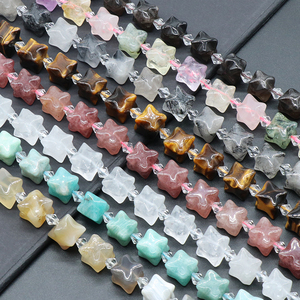 Perline sfuse in cristallo naturale di quarzo rosa, occhio di tigre e pietre multicolori, a forma di Merkaba e pentagramma, per la creazione di gioielli fai da te, Cina - Product Image 3